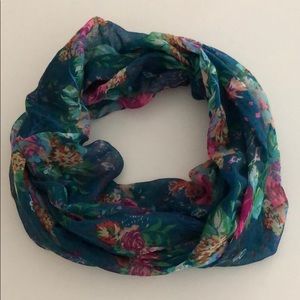 Floral teal infinity scarf